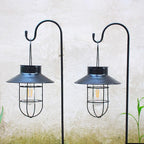 Solar Lanterns Outdoor Waterproof,4pack Hanging Solar Lights Lantern Lamp with Shepherd Hook, Metal Waterproof Edison Bulb Lights for Garden Outdoor Pathway