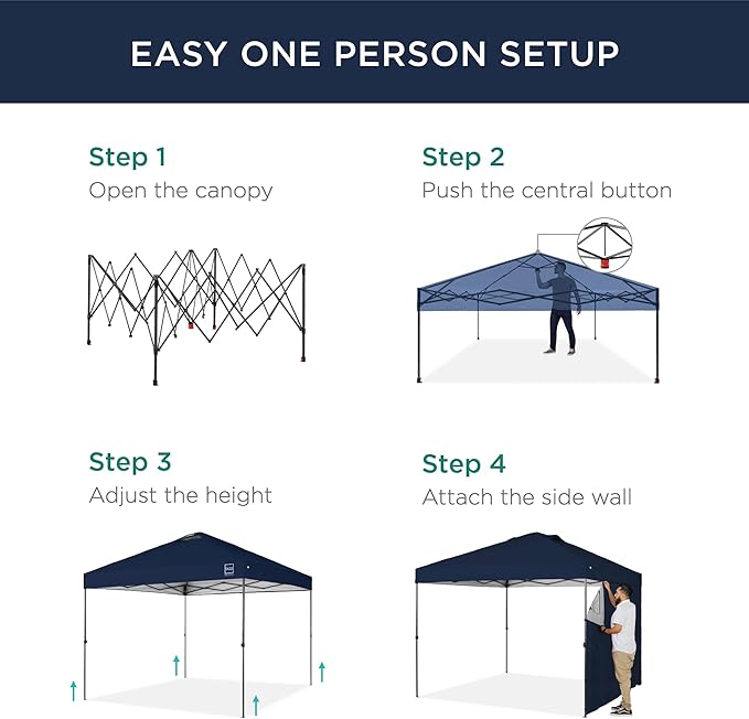 Best Choice Products 10x10ft Pop Up Canopy Tent with Sidewall, 1 Person 1 Minute Set Up, Carry Case, 4 Weight Bags - Navy Blue