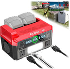 Ecarke 550W Portable Power Inverter Compatible with DeWALT 20V Battery, DC 18V to AC 110V Pure Sine Wave Power Station 2 AC Outlets, 2 USB-A&1 USB-C 20W, 600LM LED Outdoor Emergency Use (No Battery)