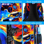 17" Truck Backpack for Boy, 3Pcs Fire Bookbag for Elementary Preschool Kindergarten, Kids School Backpacks with Lunch Box (Red)