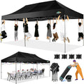 COBIZI 10x20 Heavy Duty Pop up Canopy Tent Without Sidewall Easy Up Commercial Outdoor Canopy Wedding Party Tents for Parties All Season Wind Waterproof Gazebo with Roller Bag, Black(Frame Thickened)