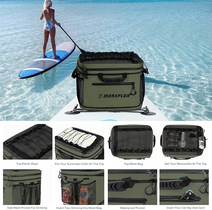 Waterproof PVC Material Paddleboard Cooler Deck Bag,40 cans Sup Deck Cooler Bag,Cooler Bag for Paddleboard,Lunch Box Cooler Insulated Bag,Camping Cooler Bag,Kayak Cooler Bag