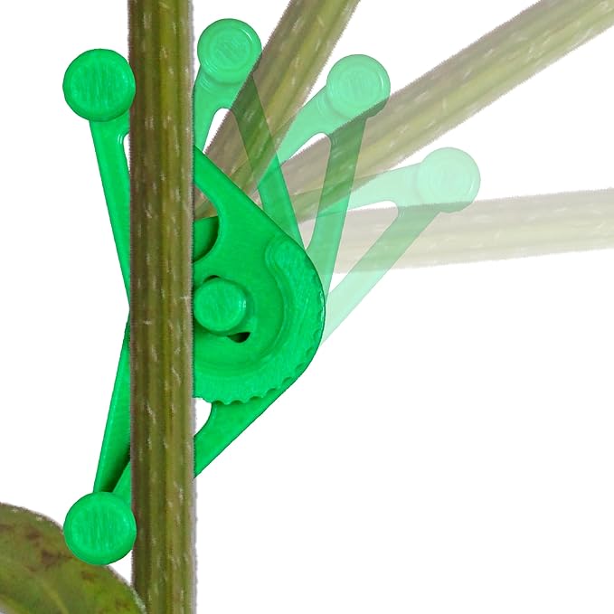 Bendies LST Plant Training Clips 50 Pack Green - v2.0 Adjustable Low Stress Green Support Clips for Stem Bending, Grow Tent, Plant Ties & Gardening Accessories