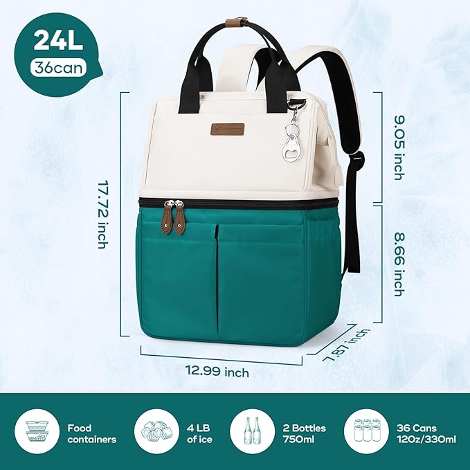 Maelstrom Cooler Backpack, 36 Cans Insulated Backpack Cooler, Soft Leakproof Double Deck Cooler Bag, Lightweight Lunch Backpack for Men & Women,Perfect for Beach Travel, Camping & Work