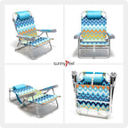 SUNNYFEEL Extra Wide Low Beach Chair 2 Pack 5 Position Lay Flat 500 LBS Heavy Duty, XL Oversized Folding Camping Chairs with Cup Holder for Outdoor/Sand, Portable Backpack Beach Chair for Adults