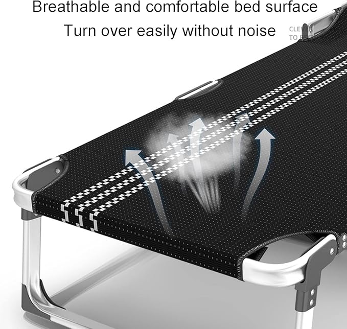 Portable Folding Bed 5 Gears Adjustable Folding Camping Bed with Mattress Cots for Camping Support 200kg Lounge Chair