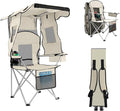ptlsy Folding Camping Chair with Canopy, Beach Chair with Canopy Shade with Cup Holders, Cooler Bag for Camping, Fishing, Beach, Sports and Concert (White)