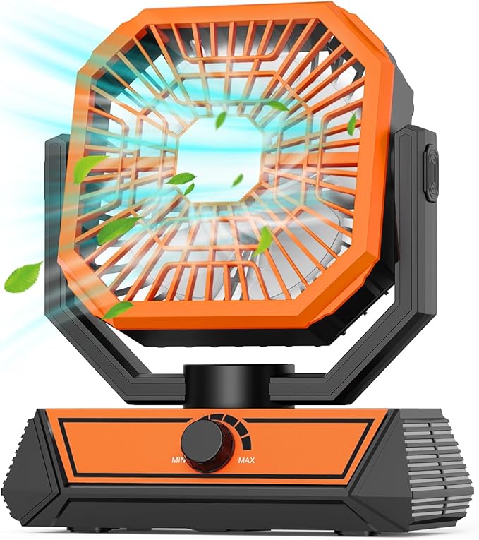 Portable Camping Fan with 20000mAh Rechargeable Battery, USB-C Battery Powered Fan for Indoor Outdoor Use, Ultra Quiet Battery Operated fan for Travel, Tent, Beach, Picnic, BBQ, Desk, Home