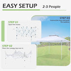 ECOTOUGE 12FT Pop Up Tent, Instant Shelter Canopy Tent with Carrying Roller Bag, Gazebos on Clearance, Pop Up Gazebo with Waterproof and UV Resistant for Garden, Grill and Backyard (White)