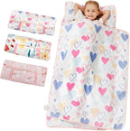 Toddler Nap Mat, Kids Sleeping Bag with Pillow & Minky Blanket, Girls Extra Large Rolled Nap Mats for Preschool Daycare Camping Kindergarten