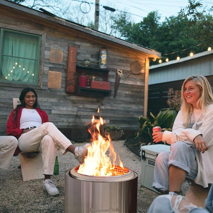 Smokeless Fire Pit with Travel Bag, Portable Outdoor Wood Burning Fireplace, 19 Inch Stainless Steel
