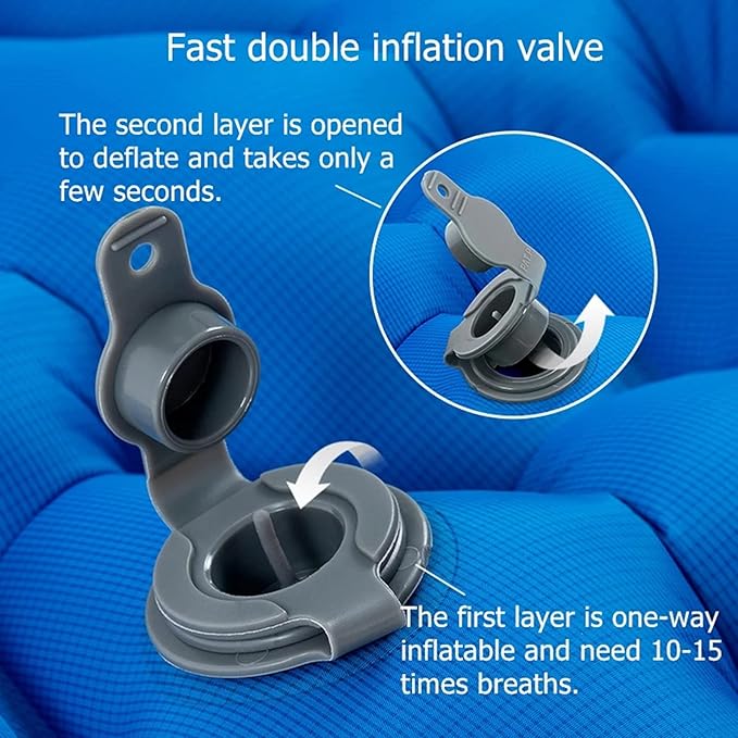 KAISHI Inflatable Mattress, Travel Folding Bed Portable Camping Mat, Ultralight Waterproof Compact Air Mat Single Sleeping Pad,Blue