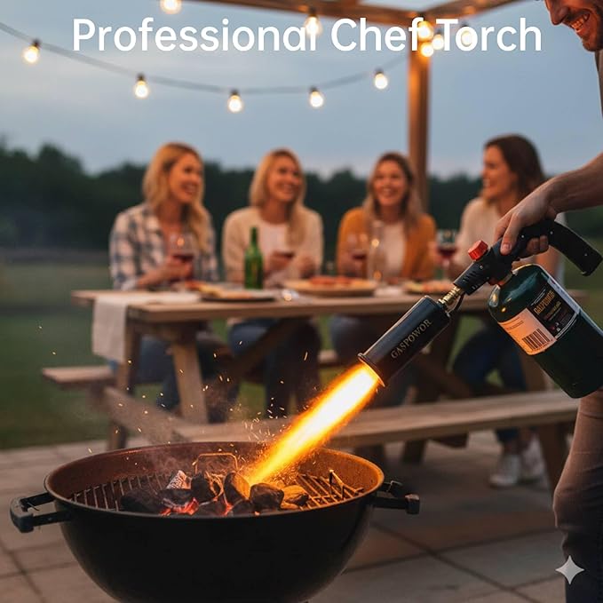 Grill Torch, Charcoal Torch Lighter, Propane Torch Campfire Starter,Sous Vide, Kitchen Torch, Propane Torch Gun, Charcoal Starter(Fuel Not Included)