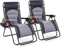 Sophia & William XXL Zero Gravity Chair Set of 2, Oversized Gravity Recliner Lounge Chair Outdoor Gravity Chair with Free Cup Holder, Supports 400 LBS (Grey)