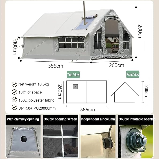 Inflatable Tent with Pump, Easy Set up Inflatable Camping Tent for 2-8 Persons, 4-Season Inflatable Tent, Glamping Outdoor Air Blow Up Tent, Family Camping Tent Grey1