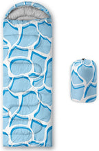 Kids Sleeping Bag for Boys Girls,Blue Ripples Print-Lightweight Warm Portable Outdoor Indoor-Waterproof Cold Weather Resistant Sleeping Bag for Camping Hiking