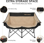 REALEAD Heated Double Camping Chair - Heated Loveseat Camping Chairs for Adults with 3 Heat Levels and 4 Heating Zones - Oversized Heated Chairs Outdoor Sports Supports 650 lbs Battery NOT Included