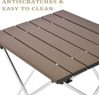 Grope Small Folding Camping Table with Aluminum Table Top, Beach Table for Sand with Carrying Bag,Prefect for Outdoor, Picnic, BBQ, Cooking, Festival (Coffee-M)
