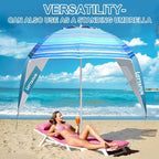 Beach Shelter Umbrella Premiere UPF 50+ Umbrella Shelter for Sun and Rain Protection for Adult (10-Foot,Blue Stripe)