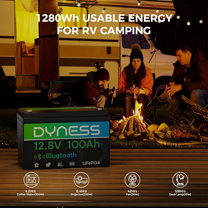 12V 100Ah Bluetooth LiFePO4 Battery, Deep Cycle Group 31 Lithium RV Batteries Built-in 100A BMS with Low-Temp Protection, 12.8 Volt Lithium Battery for Rv Camping, Home Solar System, Off-Grid
