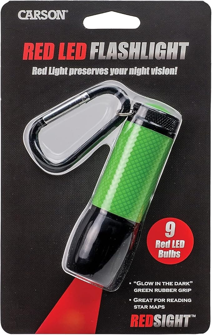 Carson RedSight Red LED Flashlight For Reading Astronomy Star Maps and Preserving Night Vision with Two Brightness Settings (SL-33) X-Large