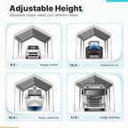 ADVANCE OUTDOOR 10x20 ft Heavy Duty Carport Potable Car Canopy Garage Party Tent Boat Shelter, Adjustable Height, with Leg Cloth, Gray