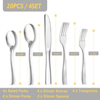Silverware Set Flatware Stainless Steel: Kitchen Matte Utensils Fork Spoon Knife 20-Piece - Silverware Flatware Set Service for 4 - Sliverwarer Set Heavy Reusable for Home Restaurant Camping Outdoor