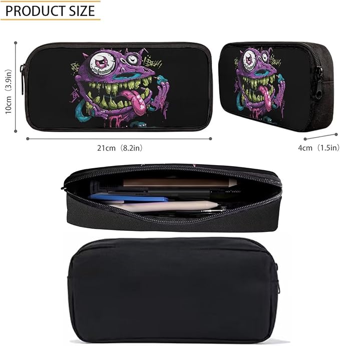 3 In 1 Funny Purple Monster Backpack for School Boys Lightweight Boys Bookbag Age 8-10 17 Inch Large Capacity Teens School Bag and Lunch Kit for Back to School Travel Hiking Rucksack