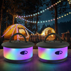 2-Pack Camping String Lights, 3 in 1 Upgraded Retractable RGB Outdoor String Lights with 19 Lighting Modes, Quick 30s Recovery, 32.8 FT Portable Tent Light, Rechargeable Camping Lantern (Black)
