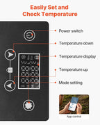VEVOR Car Refrigerator, DC 12/24V AC100-240V Compressor Electric Cooler, -4°F to 68°F Car Fridge with APP Control, 16 QT Cars Freezer for RVs, Campsites, Boats, Camping, Fishing, 60W Portable Freezer