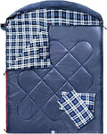 ShinHye Double Sleeping Bag for Adults with 2 Pillows, Camping Sleeping Bags Flannel Cotton 2 Person Sleeping Bags XXL Queen Size Sleeping Bag for Cold Weather