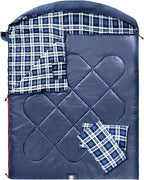 ShinHye Double Sleeping Bag for Adults with 2 Pillows, Camping Sleeping Bags Flannel Cotton 2 Person Sleeping Bags XXL Queen Size Sleeping Bag for Cold Weather
