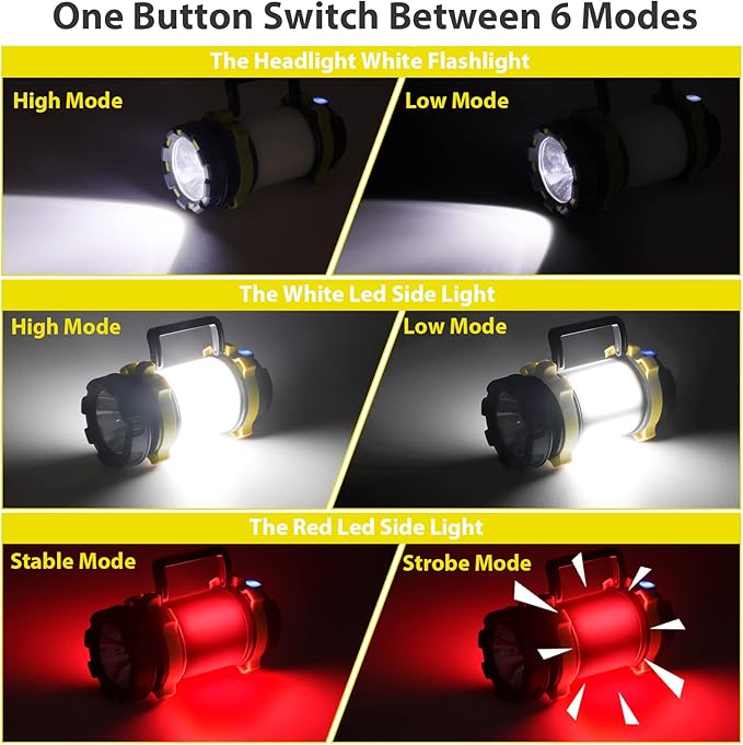 2 Pack Camping Lantern, Outdoor LED Camping Light, Rechargeable Flashlights with 1000LM, 6 Modes, IPX5 Waterproof Portable Emergency Camp Light for Hurricane Survival - Yellow