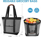 Insulated Cooler Bag, Reusable 30 Cans Insulated Bag, Soft Portable Grocery Bags for Shopping Food Travel Beach Camping