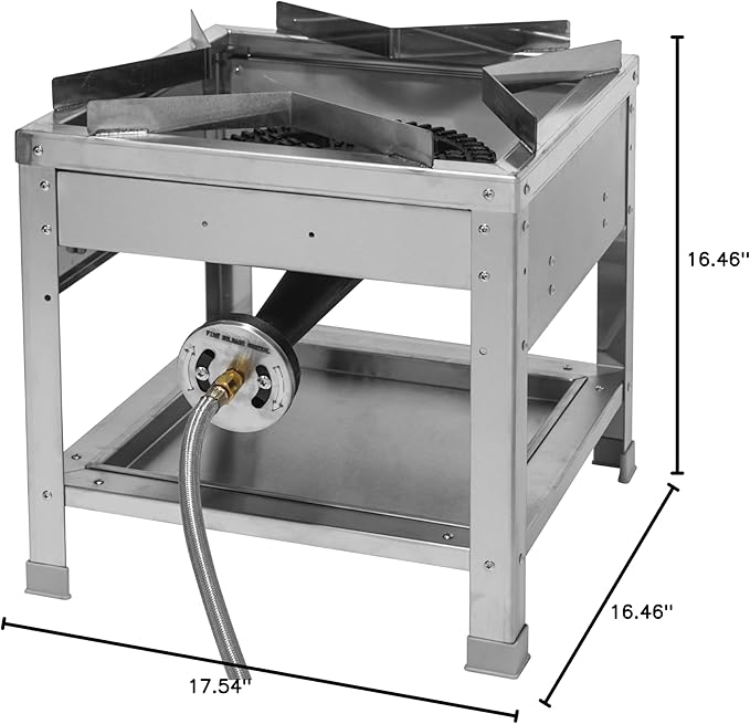 Stainless Steel Single Propane Burner – Outdoor Gas Cooker with 20 PSI Regulator, 200,000 BTU High-Power Portable Propane Stove for Outdoor Cooking, Turkey Frying, Seafood Boiling & More