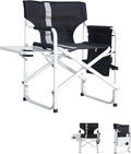 400LBS Heavy Duty Camping Director Chair - Lightweight Aluminum Frame with Foldable Side Table, 600D Oxford Seat & 3 Storage Pockets, Portable for Camping,Sports,Indoor/Outdoor Adults Use