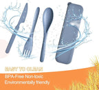 Reusable Utensils Set with Case, 4 Sets Travel Utensils with Case, Reusable Forks and Spoons Set for Lunch Box Accessories, Camping Utensils for Daily Use or Outdoor