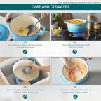 vancasso 6 QT Enameled Cast Iron Dutch Oven With Lid - Round Blue Pot With Non-Stick Enamel Coating for Bread Baking