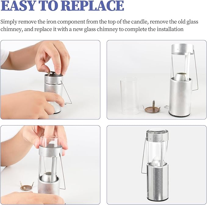 2-Pack Compatible Replacement Glass Chimney for UCO Candle Lantern, Durable & Heat-Resistant Glass for UCO Lantern Accessories