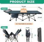 LILYPELLE Folding Camping Cot, Extra Wide Heavy Duty Sleeping Cots with Carry Bag, Double Layer Oxford Portable Travel Camp Cots for Home, Office Nap and Outdoor Beach