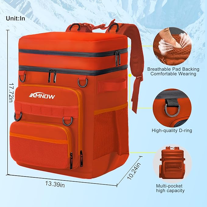 Backpack Cooler Insulated Leak Proof for Men Wowen 36 Cans Soft Cooler Backpack Insulated Waterproof Large Capacity Coolers Bag Portable for Lunch Camping Travel Picnic Hiking