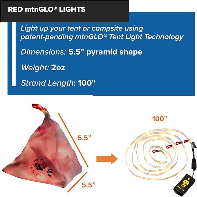 Big Agnes mtnGLO LED Tent & Camping Lights, Red, One Size