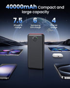 Portable Charger Power Bank 40000mah, USB C Fast Charging 22.5W External Battery Pack Phone Charger Quick Charge with 3 Outputs & 2 Inputs for iPhone 16/15 Samsung Android Camping Travel Essentials