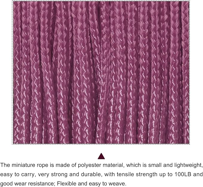 MECCANIXITY 1.18mm x 164 Feet Paracord Micro Cord Rope 100 LB Polyester Braided Cord Spool for Camping Outdoor Jewelry Bracelet, Plum Red