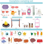 Kids Camping Toys Set 50 PCS with Campfire, BBQ Grill, Food Toy and Lantern Kids Camping Gear with Storage Bag for Pretend Play, Outdoor Indoor Learning, Christmas Birthday Gift for Toddlers Ages 3-5