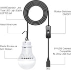 4 Pack USB LED Camping Lantern, 8.2 ft Extra Length Cord Tent Light with USB Y-Cable, Portable LED Bulb for Garage, Warehouse, Car, Truck, Fishing Boat, Room Emergency Light, White