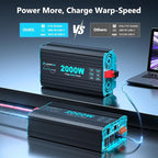 2000 Watt Pure Sine Wave Inverter, 24V DC to 120V AC Inverters for RV, Truck, Solar, Home, Power Inverter with 3 AC Outlet, 30W USB-C, 5V 3.1A USB, Hardwire Port, Remote Control, Surge 4000W