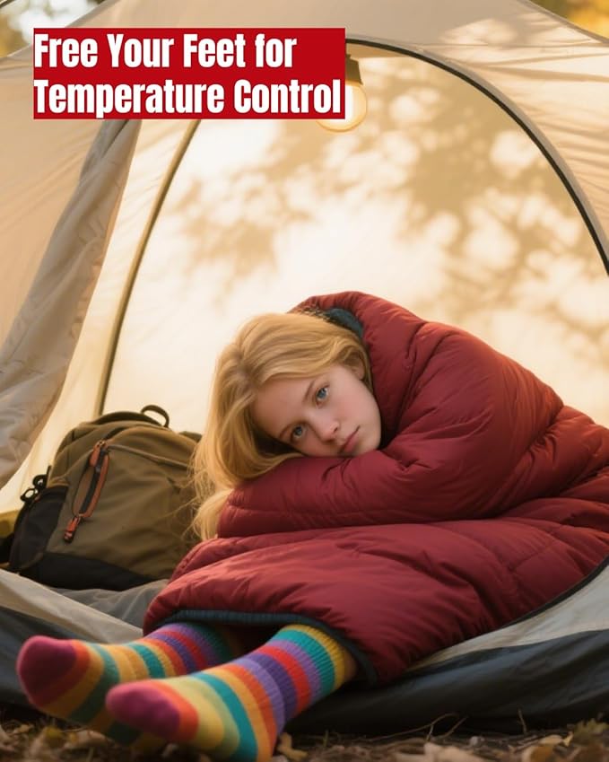 Single Sleeping Bag for Adults Kids 3-Season, Lightweight Waterproof Ripstop, Dual Zipper Bottom Vent, Compression Sack, Portable Camping Hiking Backpacking Gear