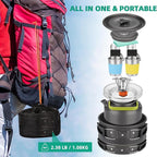 18pcs Camping Cookware Kit, Aluminum Non-Stick Pot, Pan and Kettle Set with 2 Set Stainless Steel Cups Plates Forks Knives Spoons for Backpacking and Hiking Camping