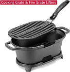 IronMaster Mini 100% Cast Iron Hibachi Grill, Tabletop Small Portable Charcoal Grill for Outdoor Camping, Japanese BBQ Grill Grate Surface 11" x 6.7" Ideal for 2 People